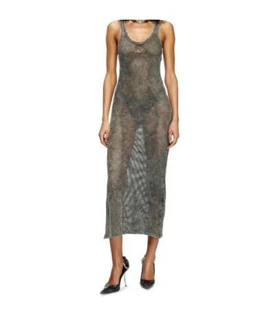 Diesel Maeve-utlt Mesh Tank Dress In Gray