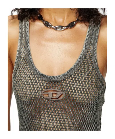 Diesel Maeve-utlt Mesh Tank Dress In Gray