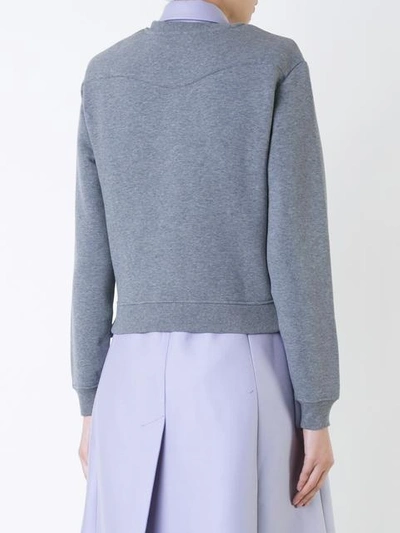 Shop Carven Crystal Motif Sweatshirt In Grey