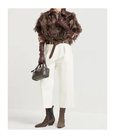 Brunello Cucinelli Dracaena Fil Coupé Bomber Jacket In Techno Cotton And Silk With Shiny Zipper Pull