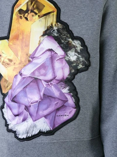 Shop Carven Crystal Motif Sweatshirt In Grey