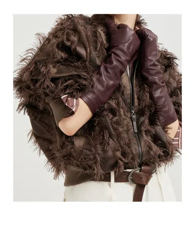 Brunello Cucinelli Dracaena Fil Coupé Bomber Jacket In Techno Cotton And Silk With Shiny Zipper Pull