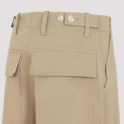 Marni Rose Embroidered Cotton Gabardine Pants In Nude