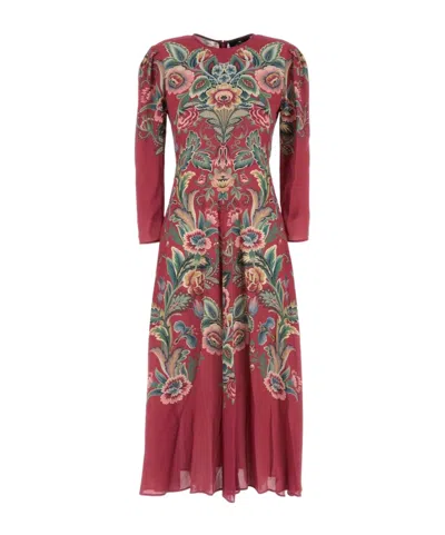 Etro Floral Embroidery Long Sleeves Midi Dress
