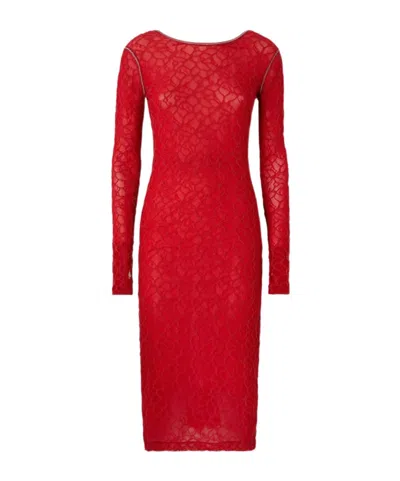Pinko Slim-fitting Lace Dress With Open Back