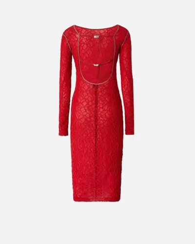 Pinko Slim-fitting Lace Dress With Open Back