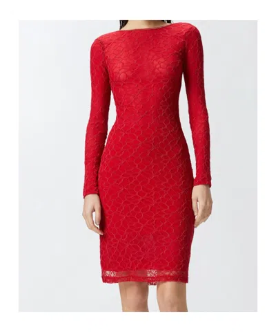 Pinko Slim-fitting Lace Dress With Open Back