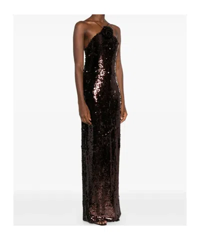 Magda Butrym Sequin Long Dress In Brown