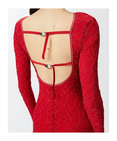 Pinko Slim-fitting Lace Dress With Open Back