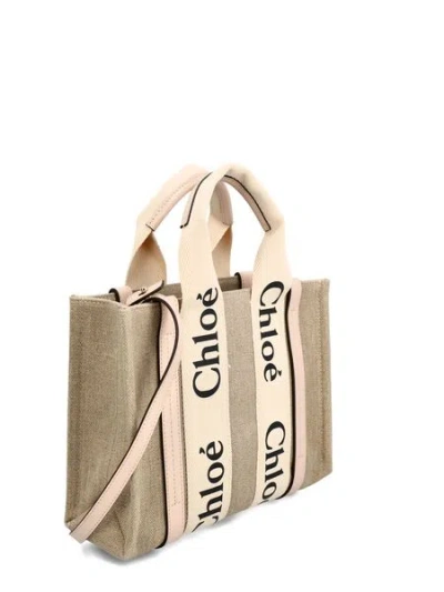 Chloé Woody Little Bag In Beige Canvas