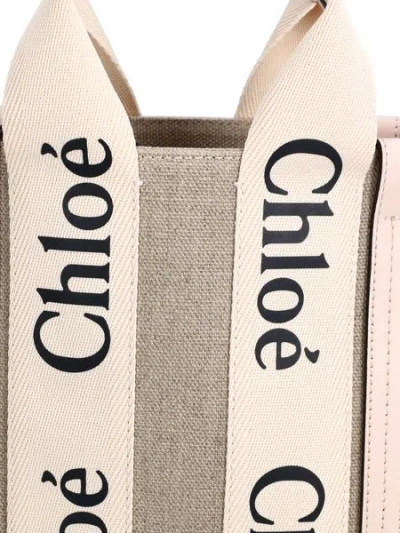 Chloé Woody Little Bag In Beige Canvas