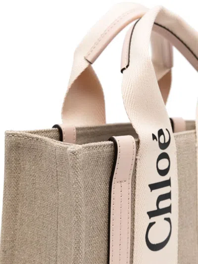 Chloé Woody Little Bag In Beige Canvas