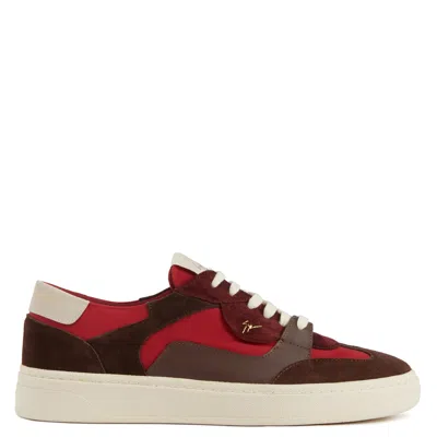 Giuseppe Zanotti Gz94 Suede Panelled Sneakers In Red