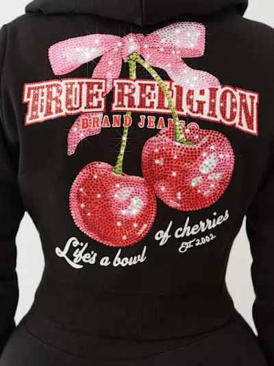 True Religion Women's Cherry Shrunken Zip Hoodie
