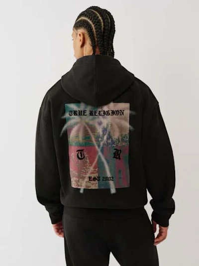 True Religion Palm Tree Zip Up Hoodie Jacket
