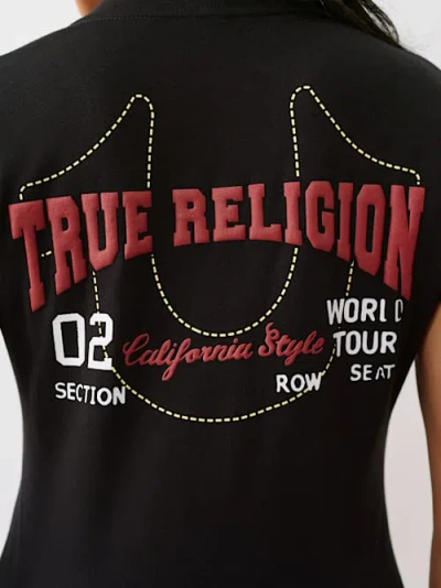 True Religion Women's Puff Print Logo V Neck T-shirt In Black