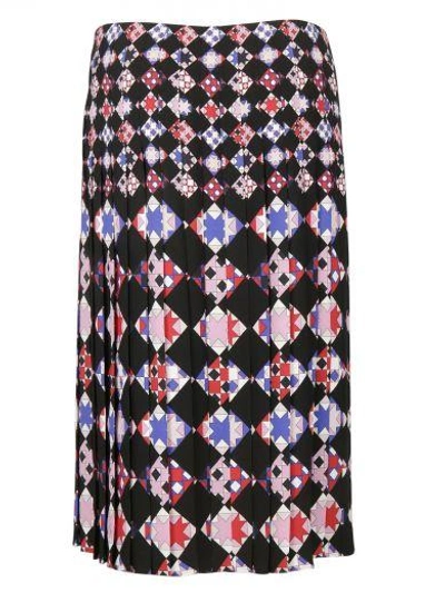 Shop Emilio Pucci Geometric Pattern Skirt In Black/pink