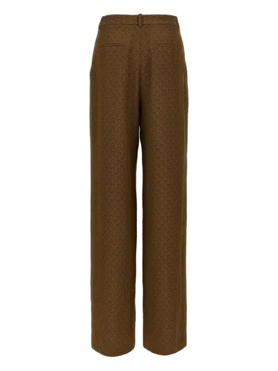 Saint Laurent Twill Pants Featuring All-over Pattern In Brown
