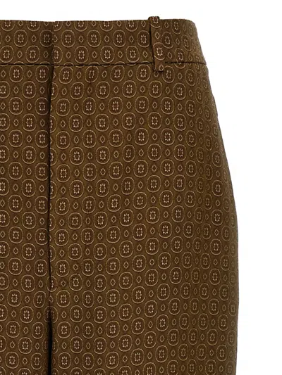 Saint Laurent Twill Pants Featuring All-over Pattern In Brown