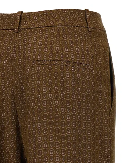 Saint Laurent Twill Pants Featuring All-over Pattern In Brown