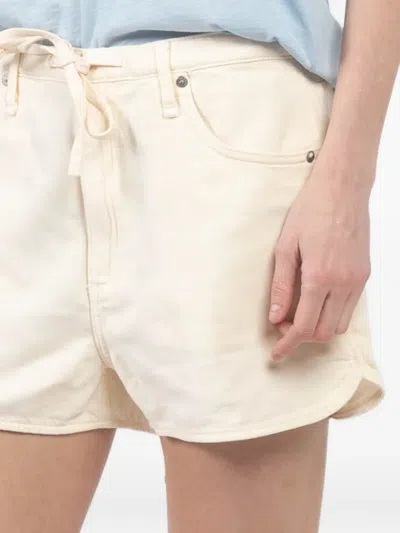 Rag & Bone Off-white Featherweight Nolan Drawstring Denim Shorts In Neutral