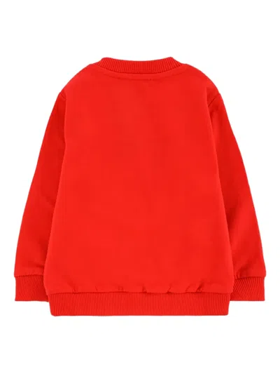 Moschino Teddy-print Crew-neck Sweatshirt In Red