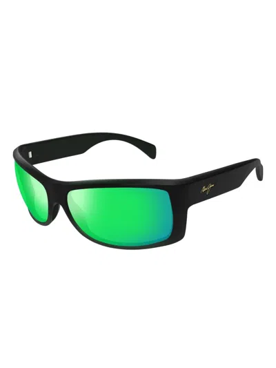 Maui Jim Rectangular Mirrored Sunglasses In Green