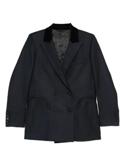 Blazé Milano Resolute Everyday Velvet-collared Double-breasted Blazer In Blue