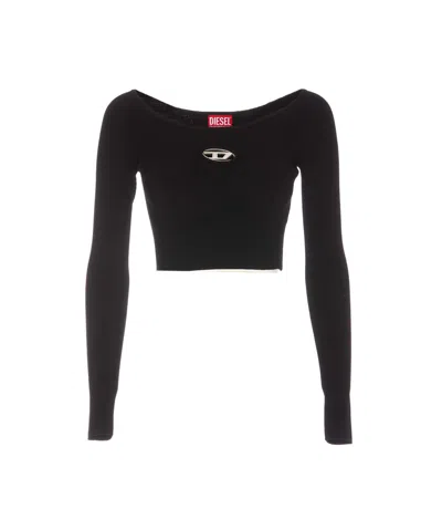 Diesel Red Top Cropped M-vera-ls In Black