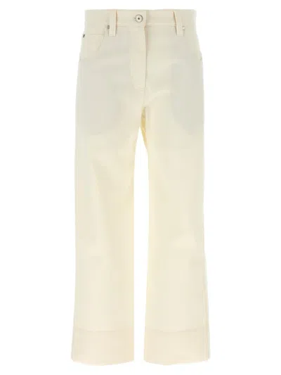 Brunello Cucinelli Crop Pants With Belt Loops And Pockets In White