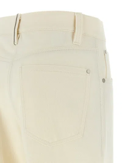 Brunello Cucinelli Crop Pants With Belt Loops And Pockets In White