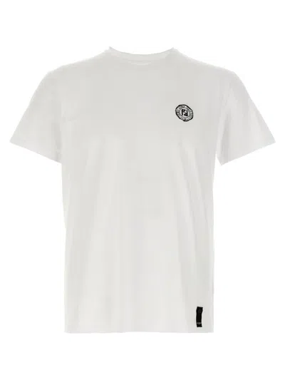 Fendi Stamp Crew Neck Patch Detail Short Sleeves In White