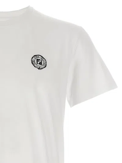 Fendi Stamp Crew Neck Patch Detail Short Sleeves In White