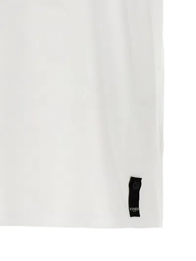 Fendi Stamp Crew Neck Patch Detail Short Sleeves In White