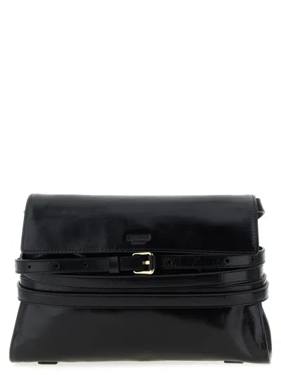 Moschino Tie Me Shoulder Bag In Black
