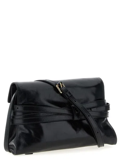 Moschino Tie Me Shoulder Bag In Black