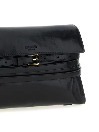 Moschino Tie Me Shoulder Bag In Black