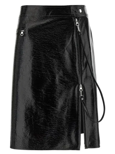 Courrèges Vinyl Skirt Featuring Zipper Accents In Black