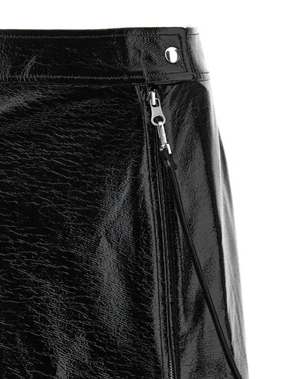 Courrèges Vinyl Skirt Featuring Zipper Accents In Black