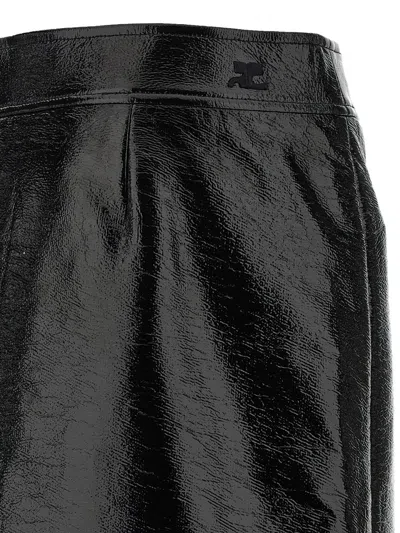 Courrèges Vinyl Skirt Featuring Zipper Accents In Black