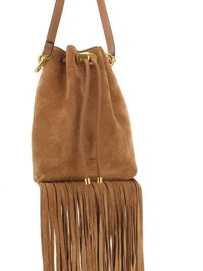 Jimmy Choo Mini Cinch Suede Bucket Bag With Fringe Tassels