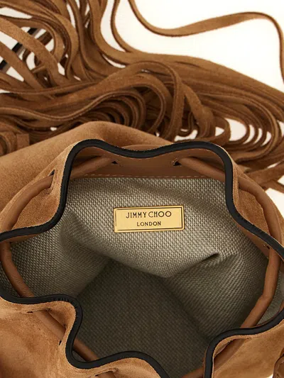 Jimmy Choo Mini Cinch Suede Bucket Bag With Fringe Tassels