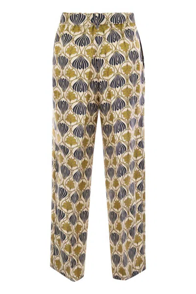 S Max Mara Timec Printed Silk Fluid Trousers In Multi