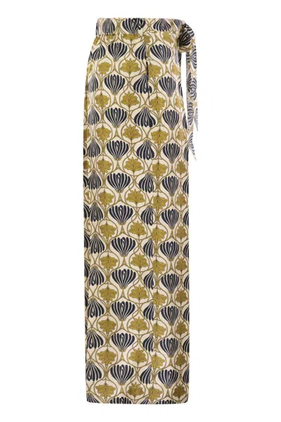 S Max Mara Timec Printed Silk Fluid Trousers In Multi