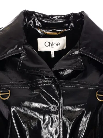 Chloé Belted Jacket In Shiny Coated Cotton