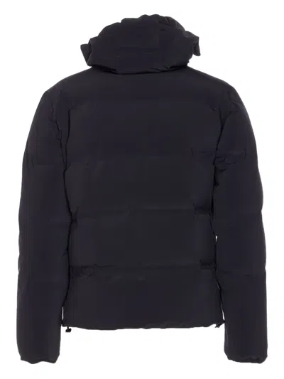 Herno High-collar Hooded Down Jacket With Logo Detail In Multi
