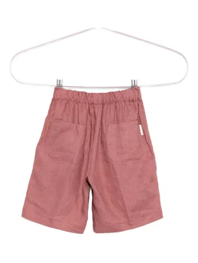 Michael Coal Linen Shorts In Pink
