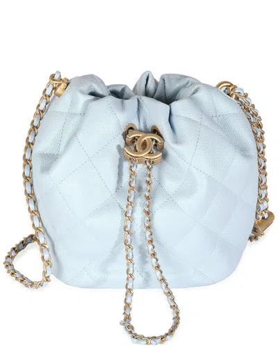 Pre-owned Chanel Blue Quilted Leather My Perfect Cc Drawstring Handbag (authentic Pre-  Loved)