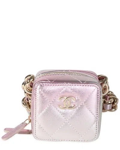 Pre-owned Chanel Metallic Quilted Leather Coco Punk Clutch With Chain (authentic Pre-  Loved)
