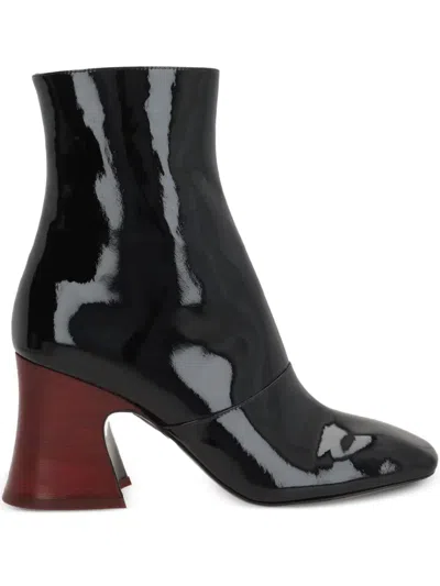 Chloé Chloè Janis Ankle Boots With Glossy Leather Heel In Black